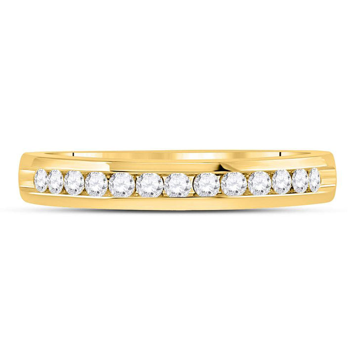 14kt Yellow Gold Womens Round Diamond Single Row Comfort Wedding Band 1/4 Cttw