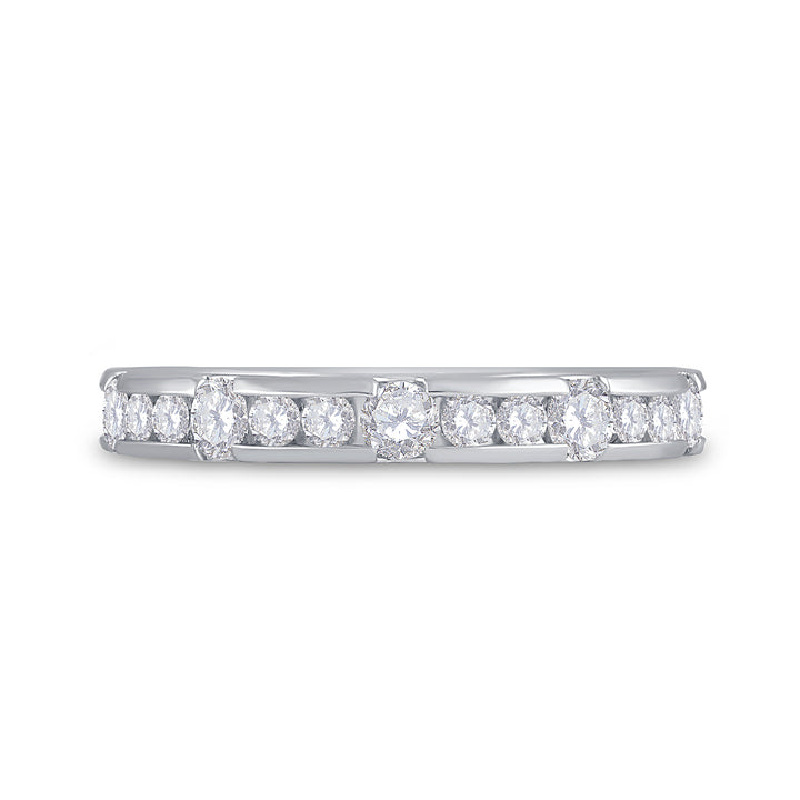 14kt White Gold Womens Machine-set Round Diamond Wedding Band Ring 3/4 Cttw