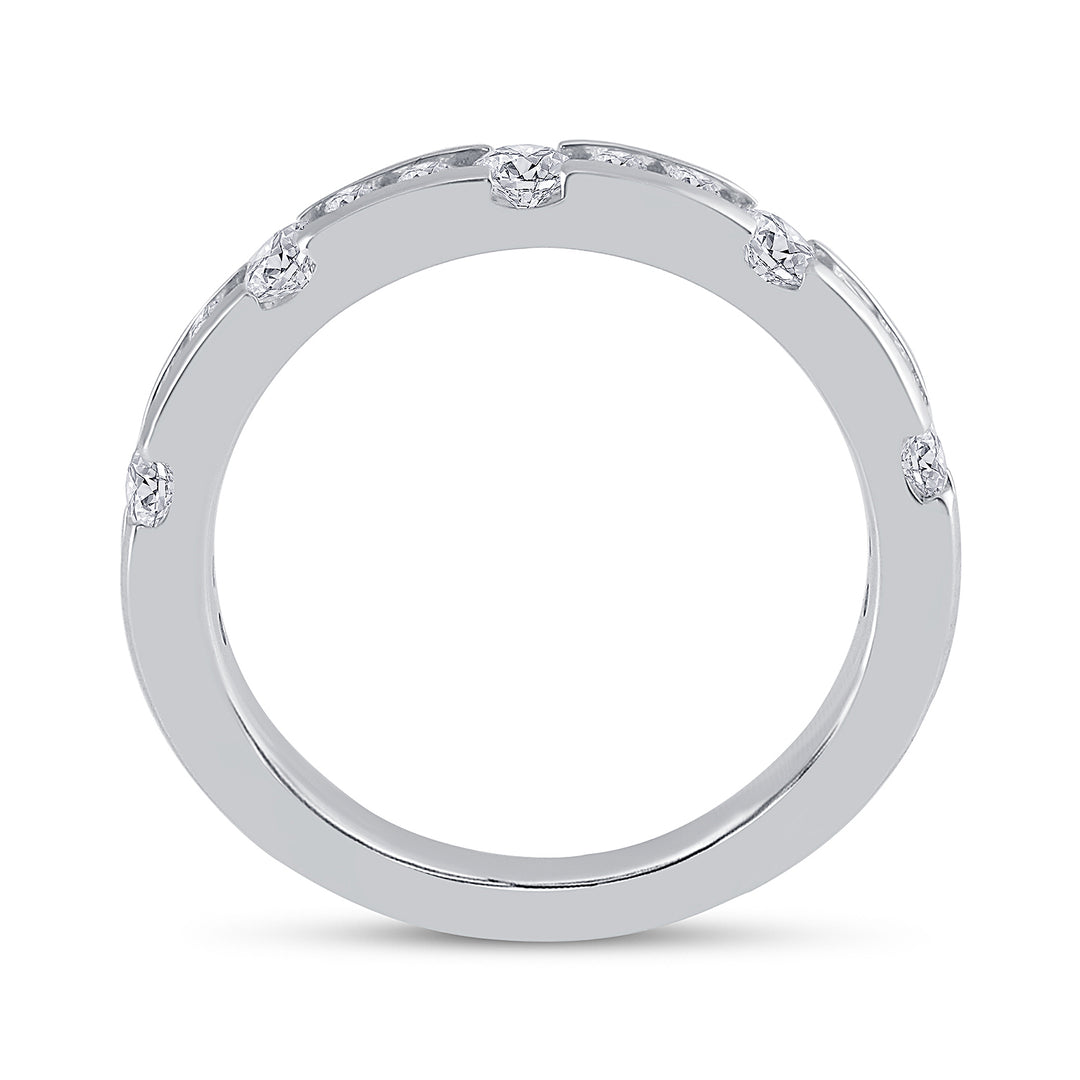 14kt White Gold Womens Machine-set Round Diamond Wedding Band Ring 3/4 Cttw