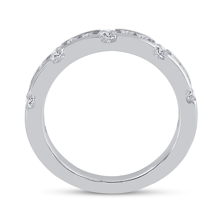 14kt White Gold Womens Machine-set Round Diamond Wedding Band Ring 3/4 Cttw