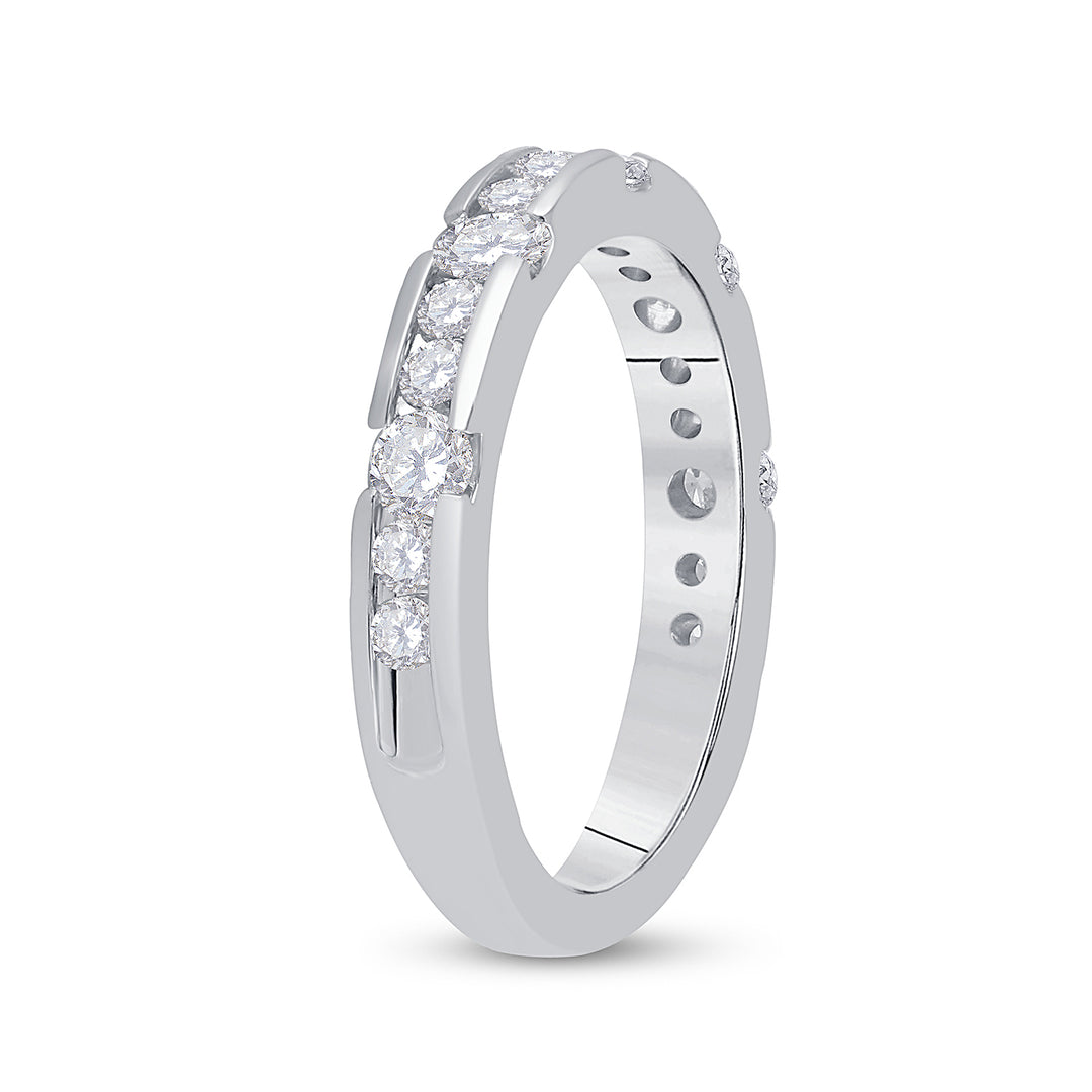14kt White Gold Womens Machine-set Round Diamond Wedding Band Ring 3/4 Cttw