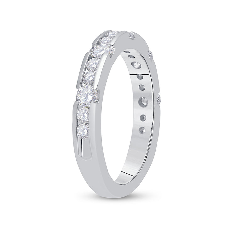 14kt White Gold Womens Machine-set Round Diamond Wedding Band Ring 3/4 Cttw