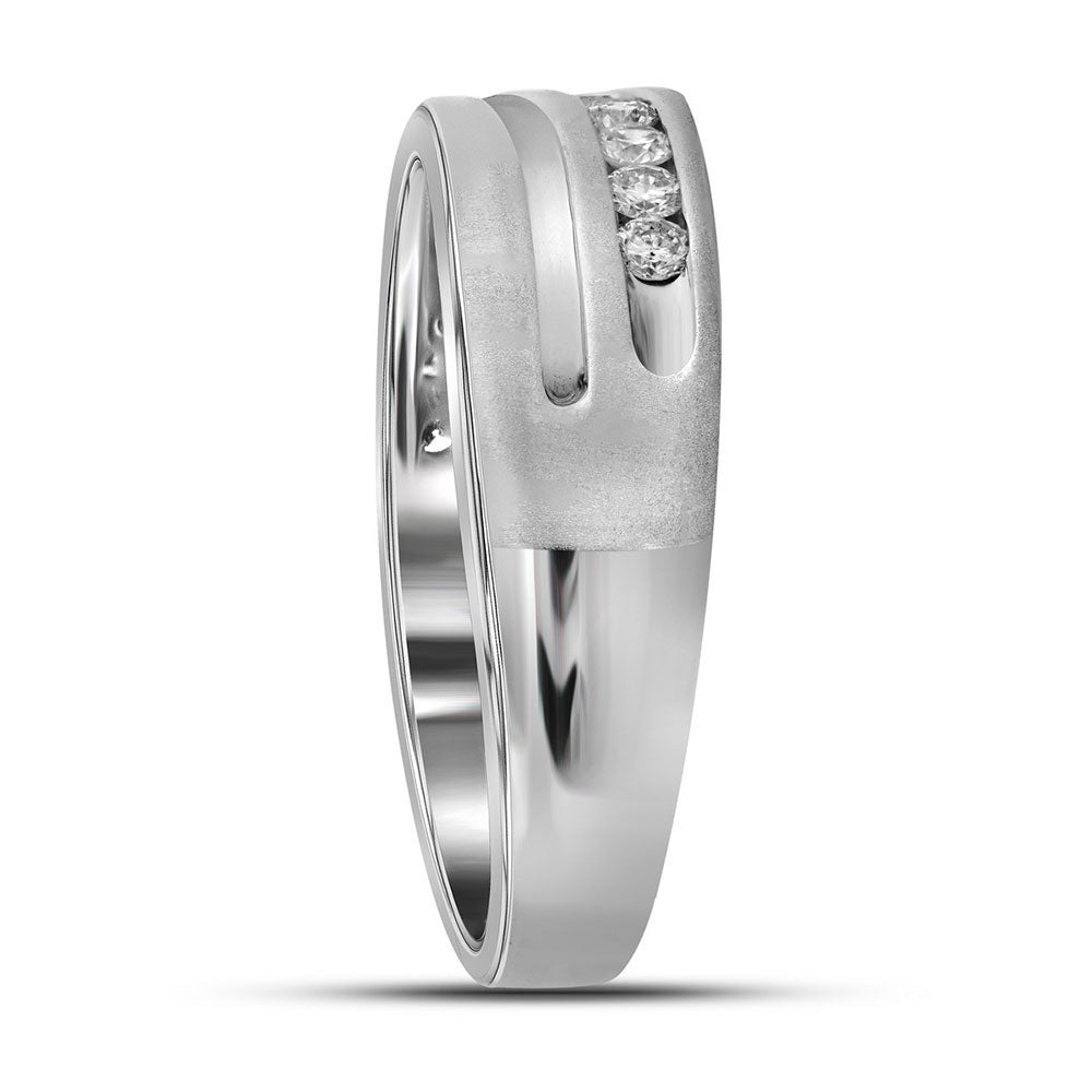 10kt White Gold Mens Round Diamond Wedding Band Ring 1.00 Cttw