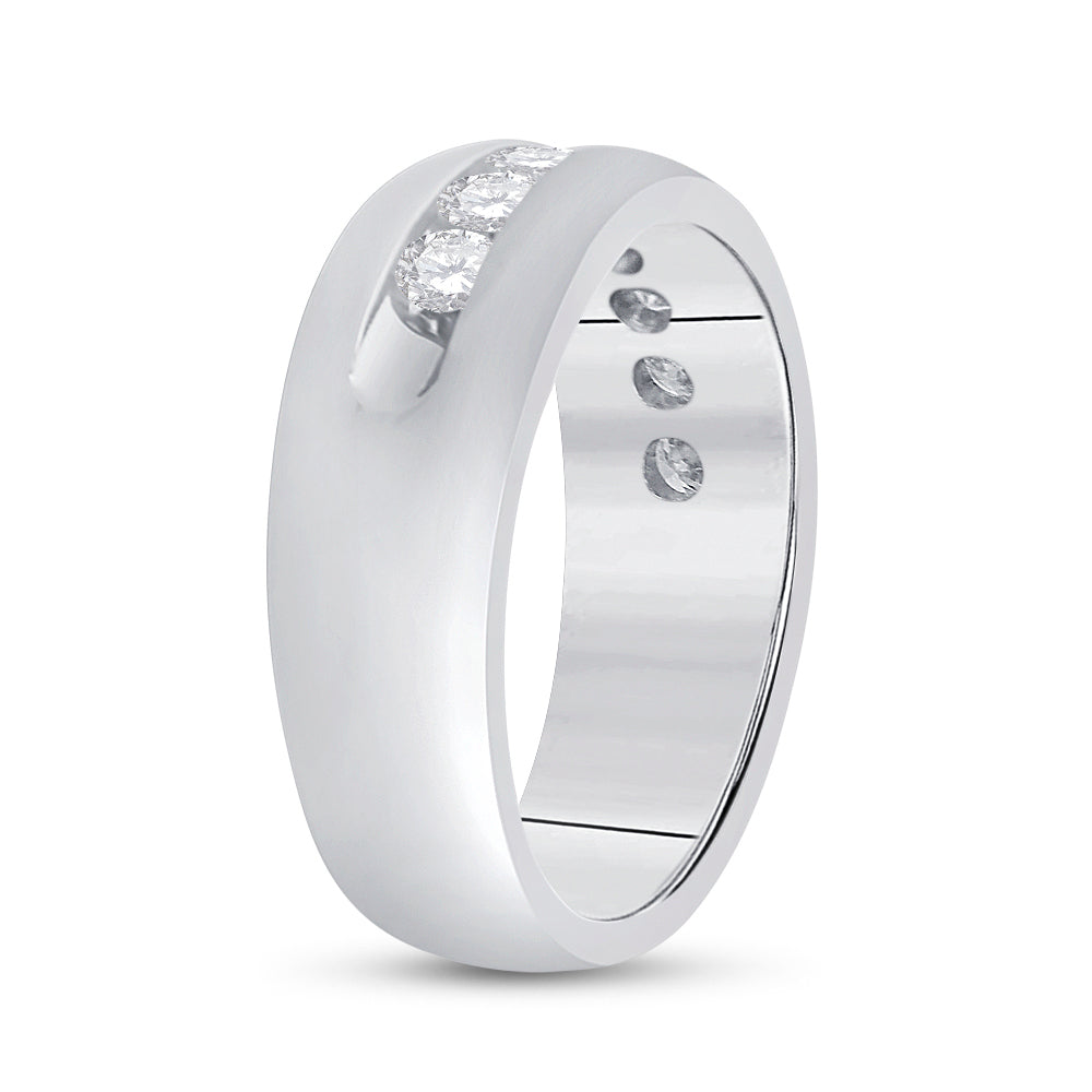 14kt White Gold Mens Round Diamond Wedding Anniversary Band Ring 1.00 Cttw