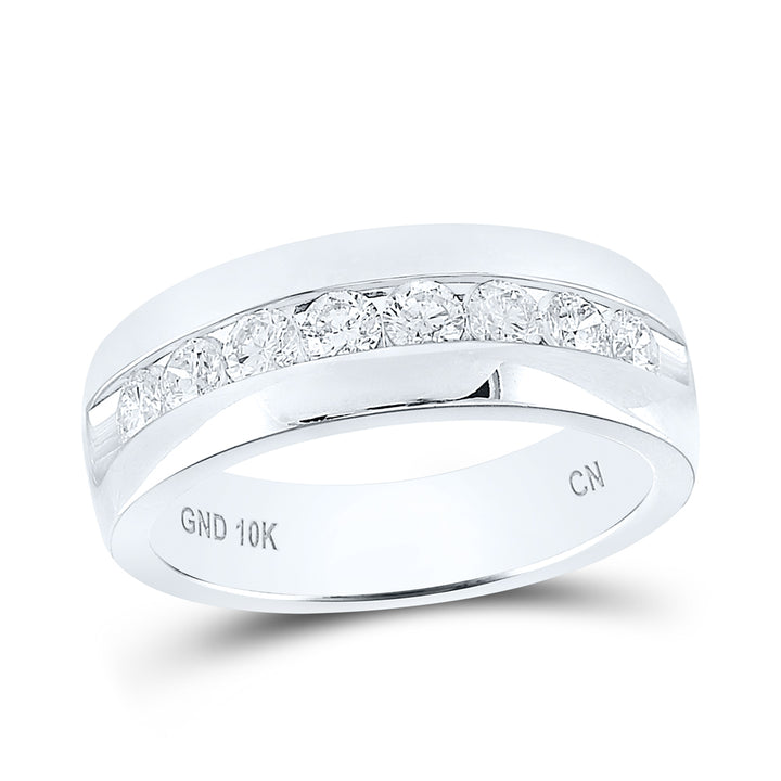 14kt White Gold Mens Round Diamond Wedding Anniversary Band Ring 1.00 Cttw