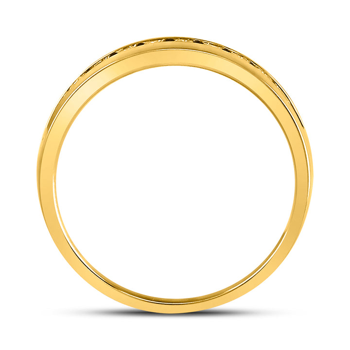 14kt Yellow Gold Mens Round Diamond Wedding Machine-Set Band Ring 1/2 Cttw