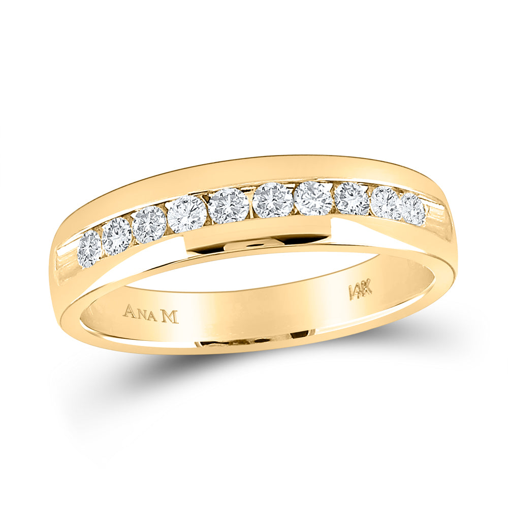 14kt Yellow Gold Mens Round Diamond Wedding Machine-Set Band Ring 1/2 Cttw