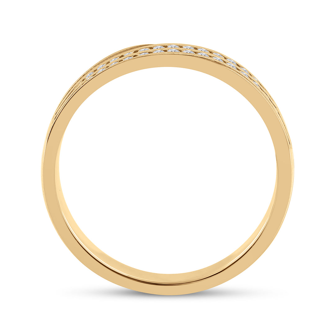 10kt Yellow Gold Mens Round Diamond 2-Row Wedding Anniversary Band Ring 1/4 Cttw
