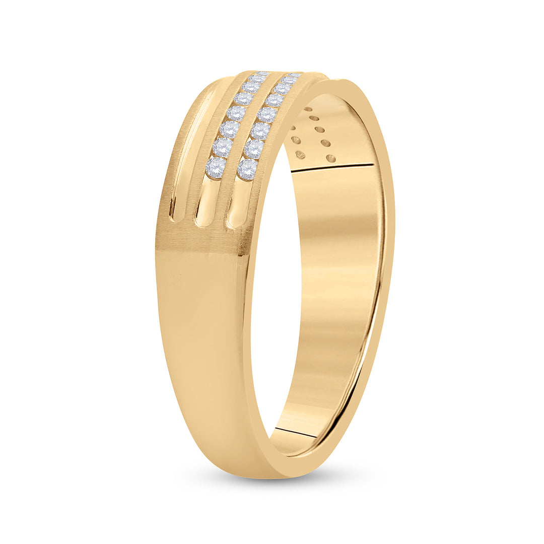 10kt Yellow Gold Mens Round Diamond 2-Row Wedding Anniversary Band Ring 1/4 Cttw