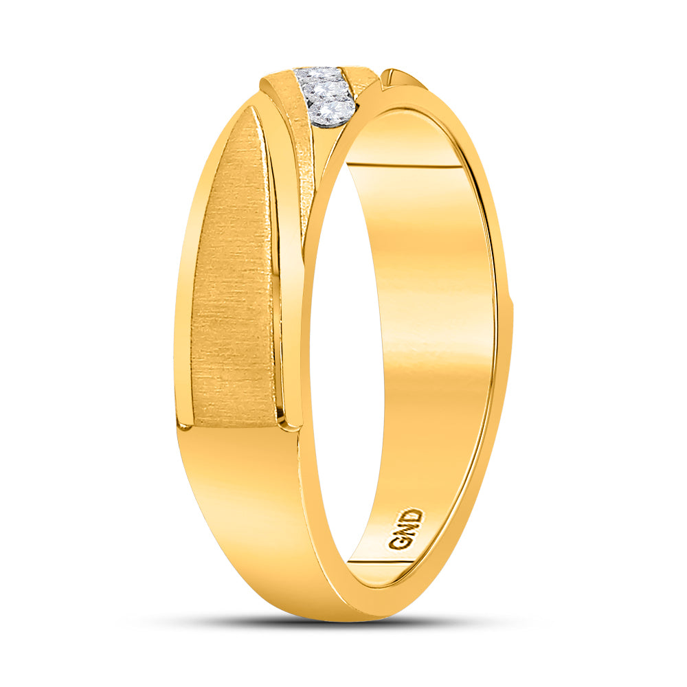 10k Yellow Gold Mens Round Diamond Channel-set Wedding Anniversary Band Ring 1/6 Cttw