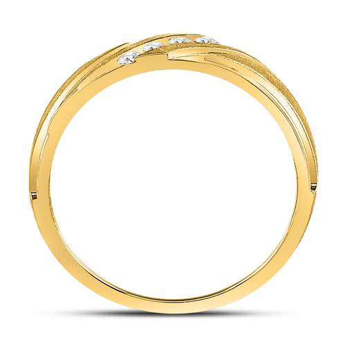 10k Yellow Gold Mens Round Diamond Channel-set Wedding Anniversary Band Ring 1/6 Cttw