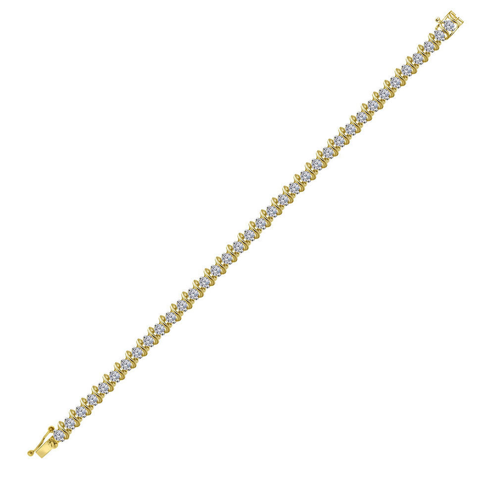 10kt Yellow Gold Women's Round Diamond Tennis Bracelet 4-3/4 ctw