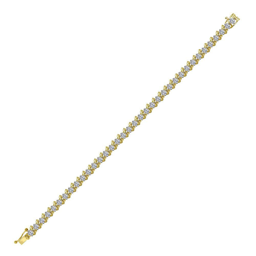 10kt Yellow Gold Women's Round Diamond Tennis Bracelet 4-3/4 ctw - view 2