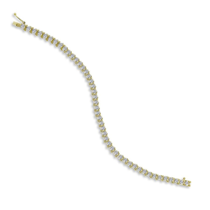 10kt Yellow Gold Women's Round Diamond Tennis Bracelet 3 ctw - view 2