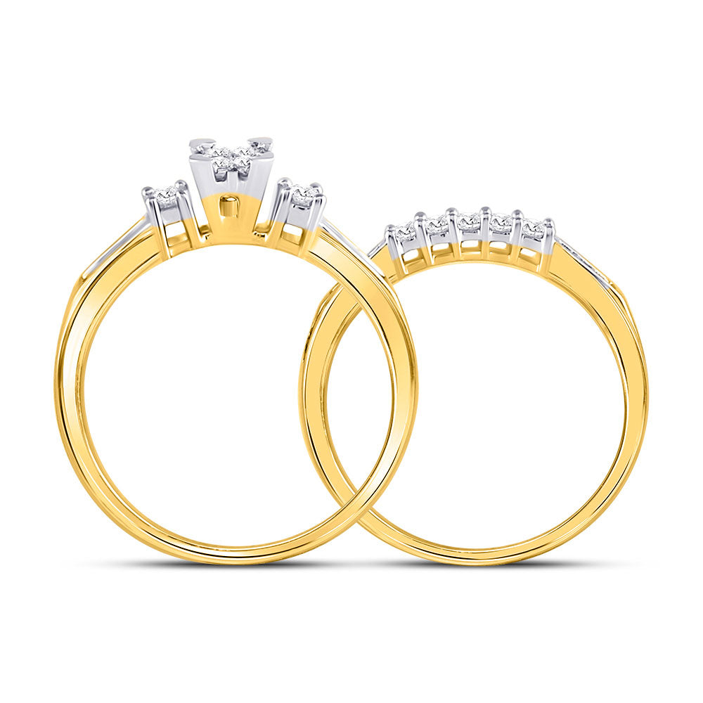 10kt Yellow Gold Womens Princess Diamond Bridal Wedding Engagement Ring Band Set 1/2 Cttw - Size 6