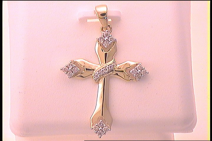 10kt Yellow Gold Women's Diamond Cross Pendant 1/5 ctw