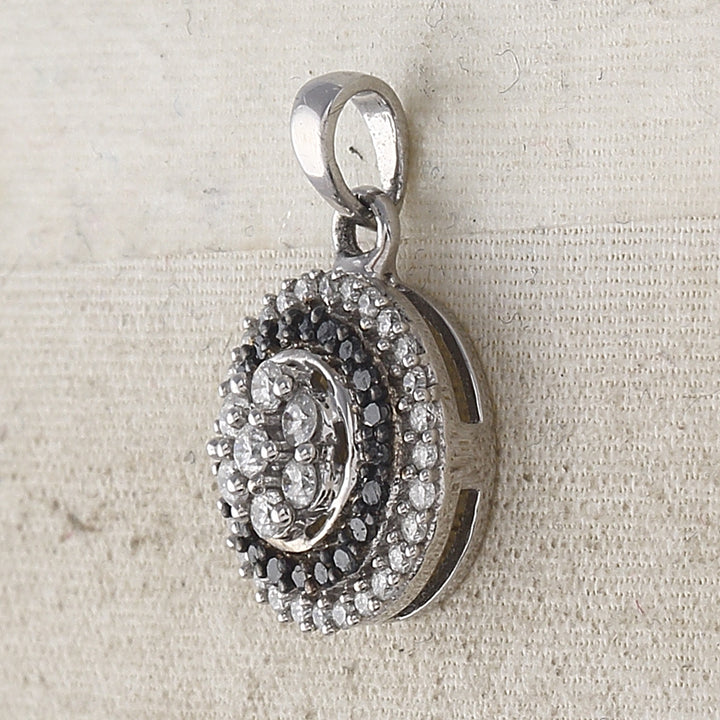 10kt White Gold Women's Color Enhanced Black Diamond Flower Cluster Fashion Pendant 1/2 ctw
