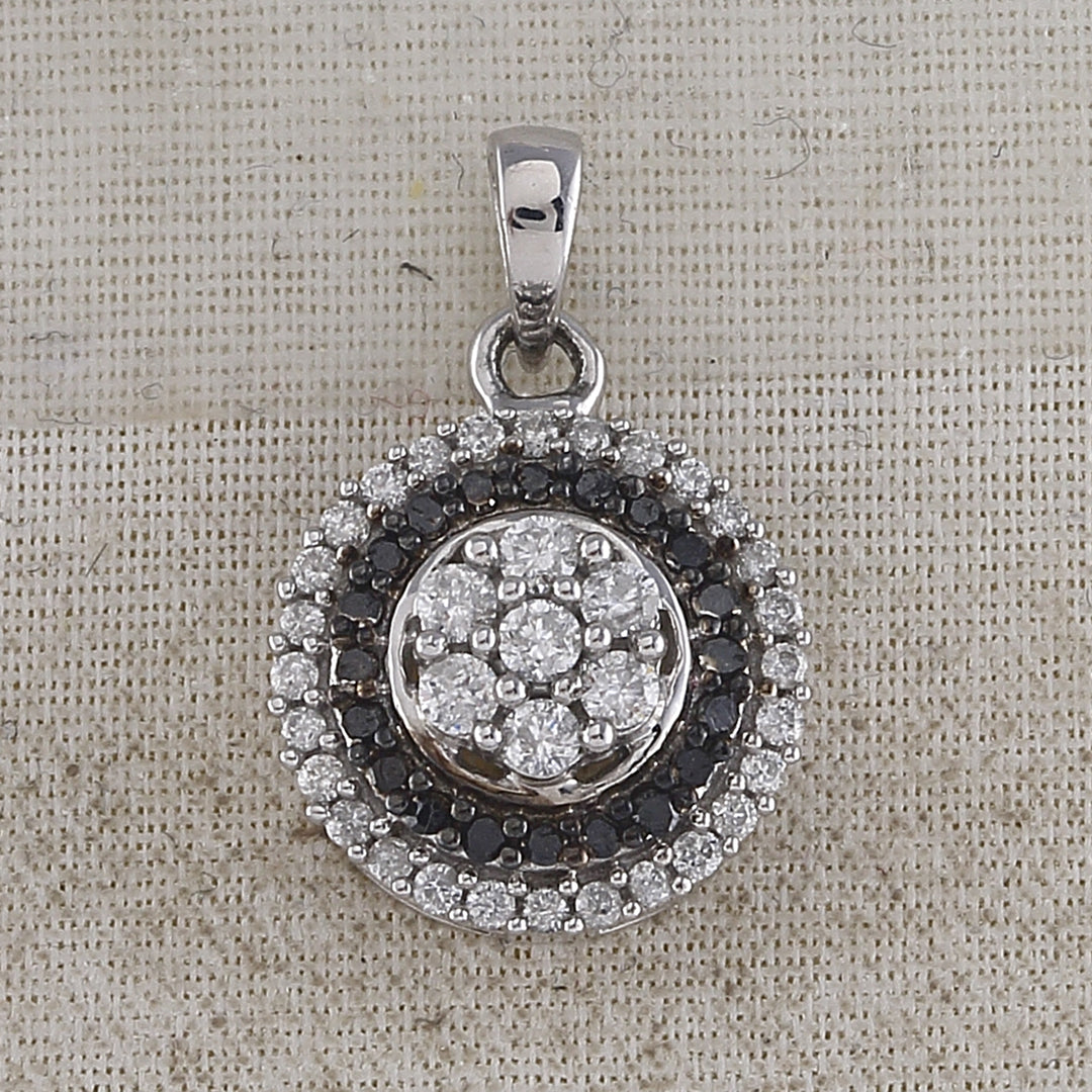 10kt White Gold Women's Color Enhanced Black Diamond Flower Cluster Fashion Pendant 1/2 ctw - view 2