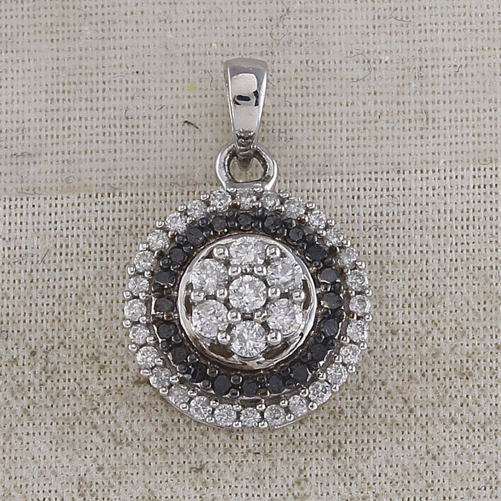 10kt White Gold Women's Color Enhanced Black Diamond Flower Cluster Fashion Pendant 1/2 ctw - view 2