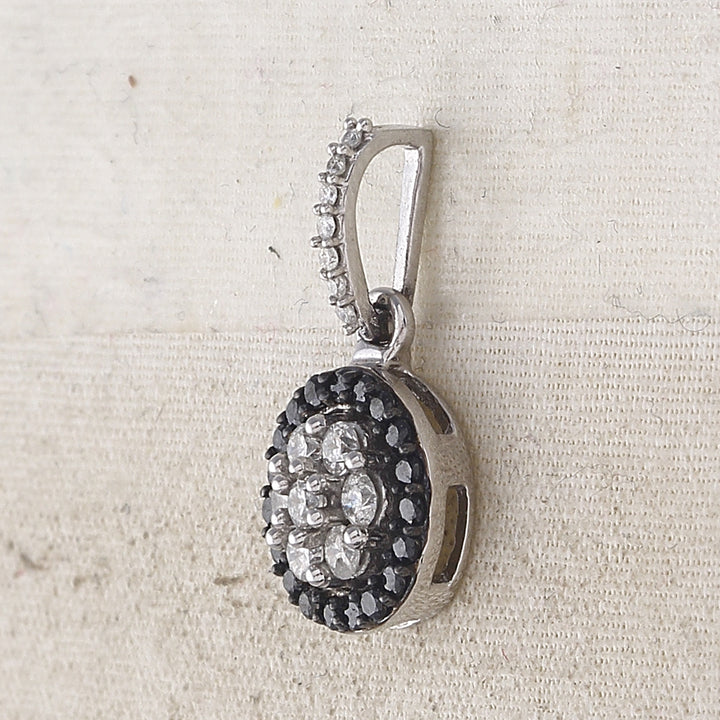 10kt White Gold Women's Color Enhanced Black Diamond Flower Cluster Fashion Pendant 1/2 ctw