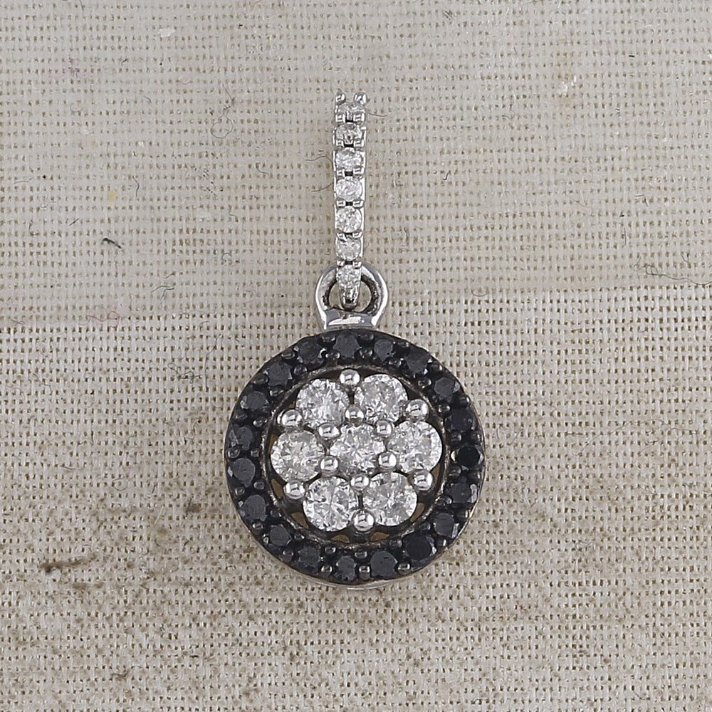 10kt White Gold Women's Color Enhanced Black Diamond Flower Cluster Fashion Pendant 1/2 ctw - view 2