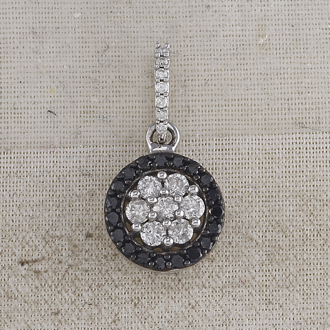 10kt White Gold Women's Color Enhanced Black Diamond Flower Cluster Fashion Pendant 1/2 ctw - view 2
