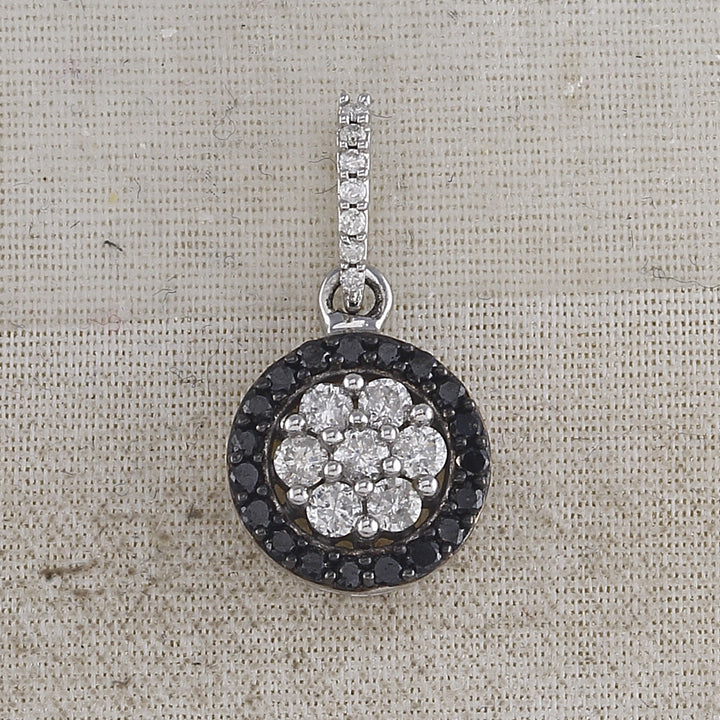 10kt White Gold Women's Color Enhanced Black Diamond Flower Cluster Fashion Pendant 1/2 ctw - view 2
