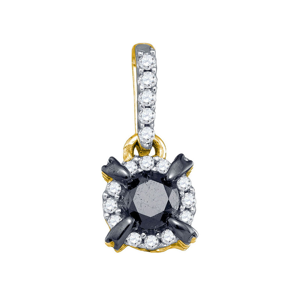 10kt Yellow Gold Color Enhanced Black Diamond Fashion Pendant 1 ctw