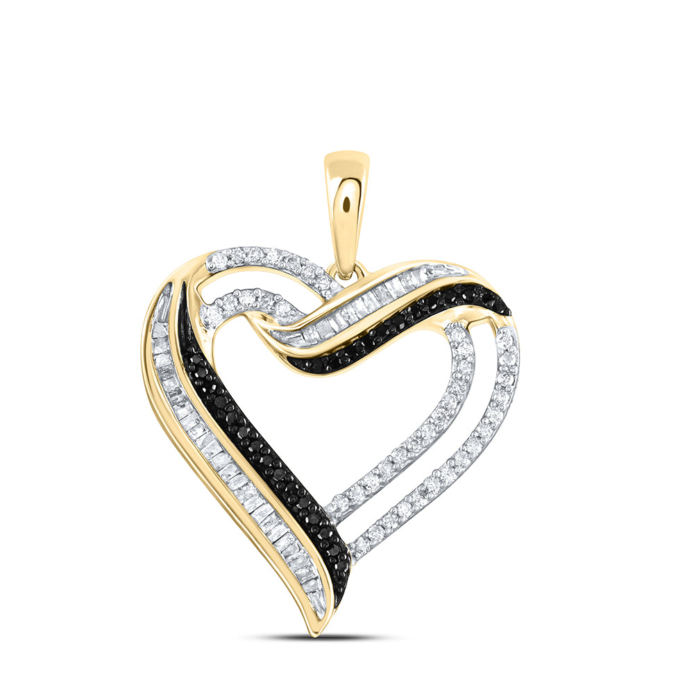 Sterling Silver Baguette Diamond Heart Pendant 1/2 ctw