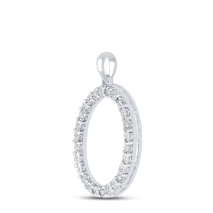 Sterling Silver Women's Diamond Initial O Pendant 1/10 ctw