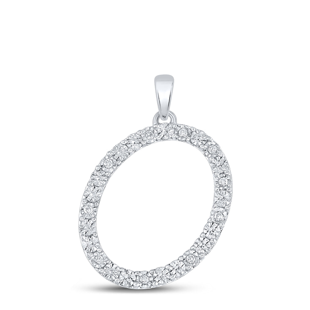 Sterling Silver Women's Diamond Initial O Pendant 1/10 ctw - view 2