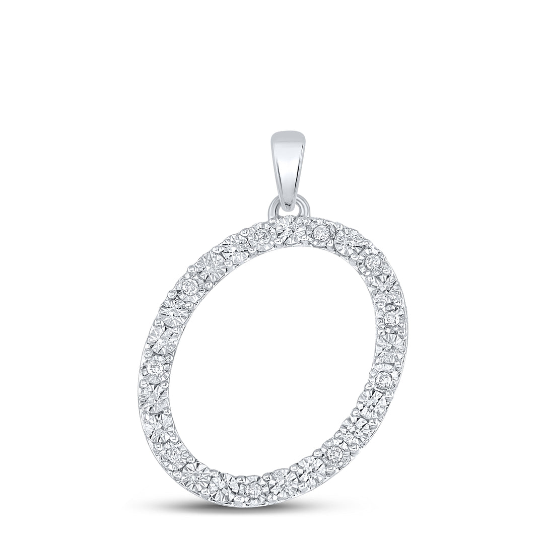 Sterling Silver Women's Diamond Initial O Pendant 1/10 ctw - view 2
