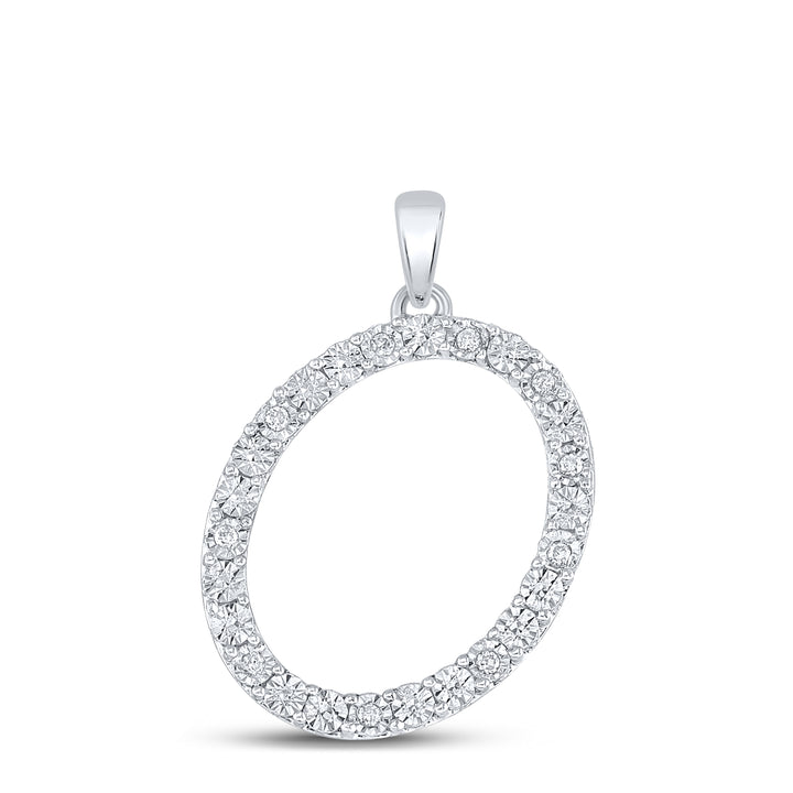 Sterling Silver Women's Diamond Initial O Pendant 1/10 ctw - view 2
