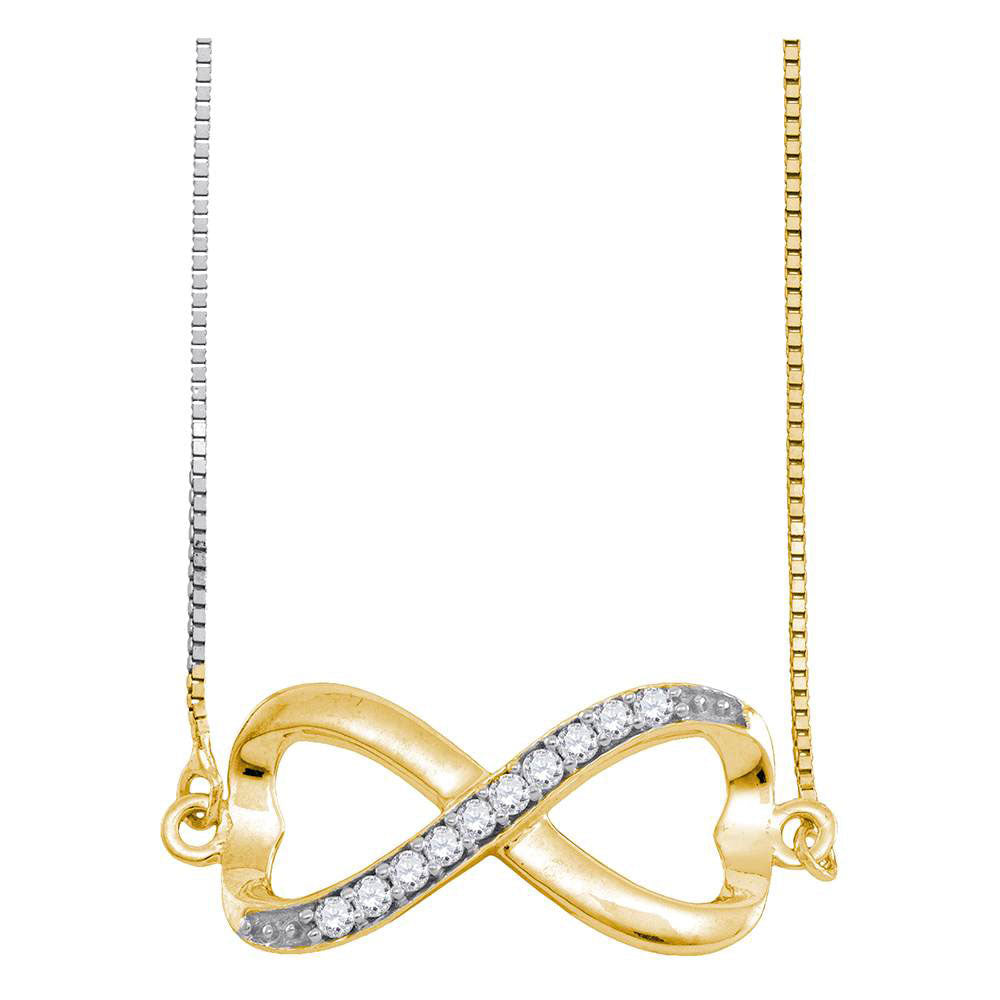 10kt Yellow Gold Women's Diamond Infinity Pendant Necklace 1/10 ctw