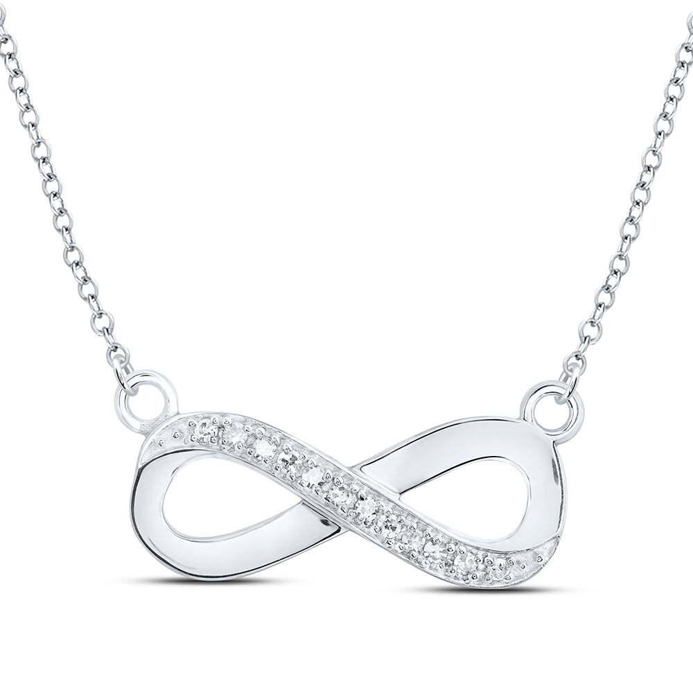 10kt White Gold Women's Diamond Infinity Pendant Necklace 1/20 ctw