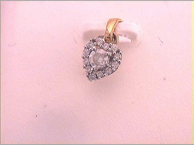 10kt Yellow Gold Women's Diamond Heart Pendant 1/4 ctw