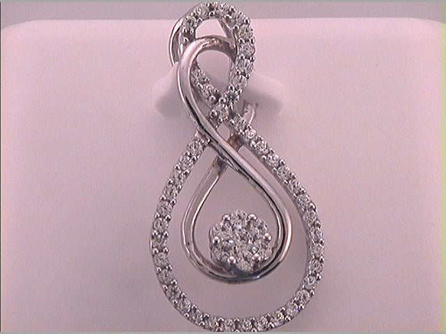 10kt White Gold Baguette Diamond Pendant 1/2 ctw