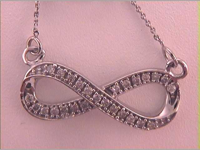 10kt White Gold Women's Diamond Infinity Pendant Necklace 1/6 ctw