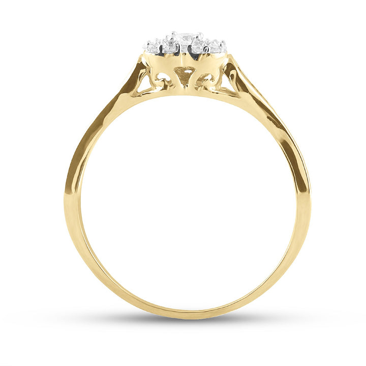 10kt Yellow Gold Womens Round Diamond Heart Promise Bridal Ring 1/8 Cttw