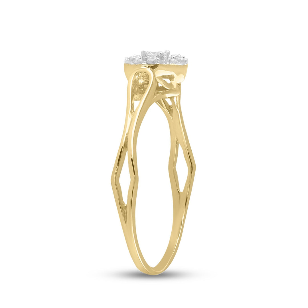 10kt Yellow Gold Womens Round Diamond Heart Promise Bridal Ring 1/8 Cttw