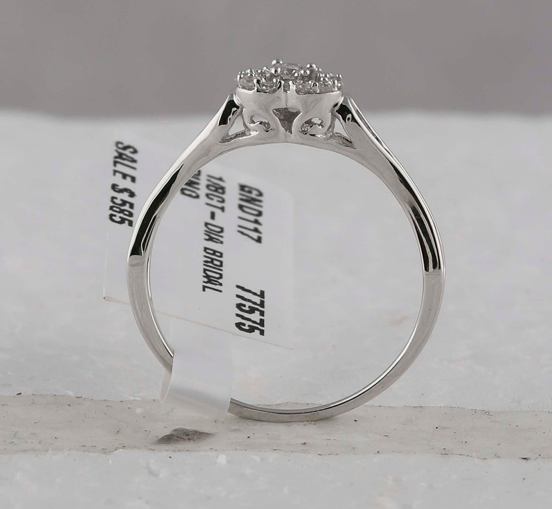 10kt White Gold Womens Round Diamond Heart Promise Bridal Ring 1/10 Cttw