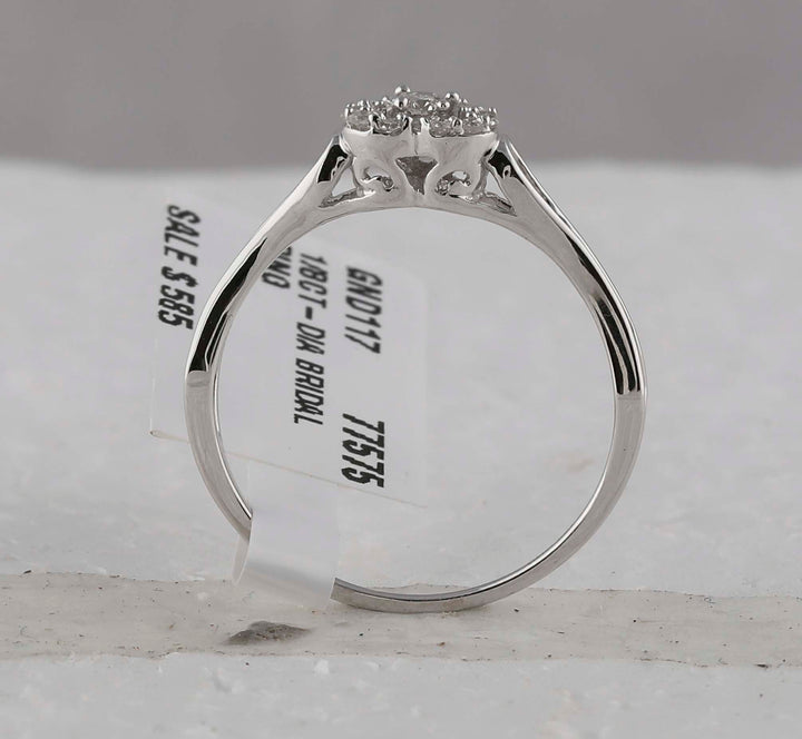 10kt White Gold Womens Round Diamond Heart Promise Bridal Ring 1/10 Cttw