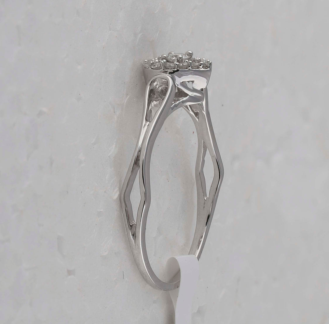 10kt White Gold Womens Round Diamond Heart Promise Bridal Ring 1/10 Cttw
