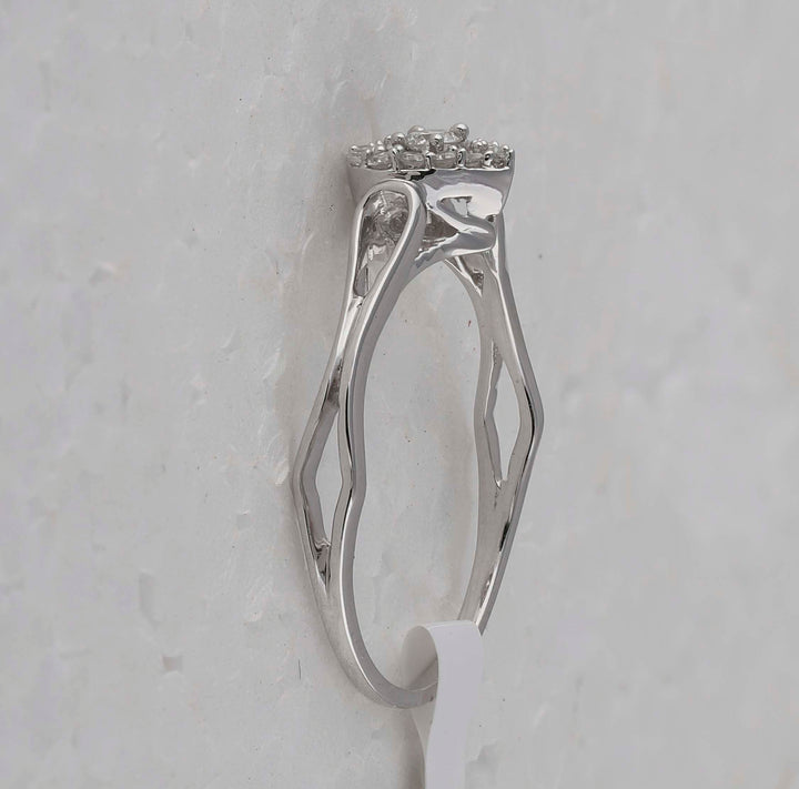 10kt White Gold Womens Round Diamond Heart Promise Bridal Ring 1/10 Cttw