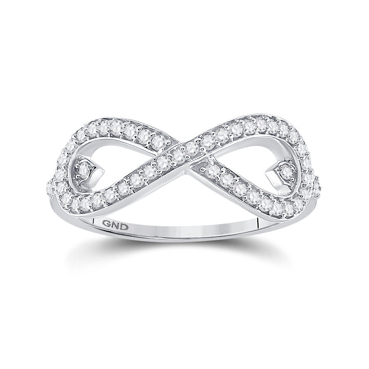 10kt White Gold Womens Round Diamond Infinity Fashion Ring 1/3 Cttw