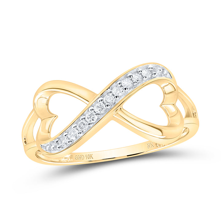 10kt Yellow Gold Womens Round Diamond Infinity Ring 1/10 Cttw