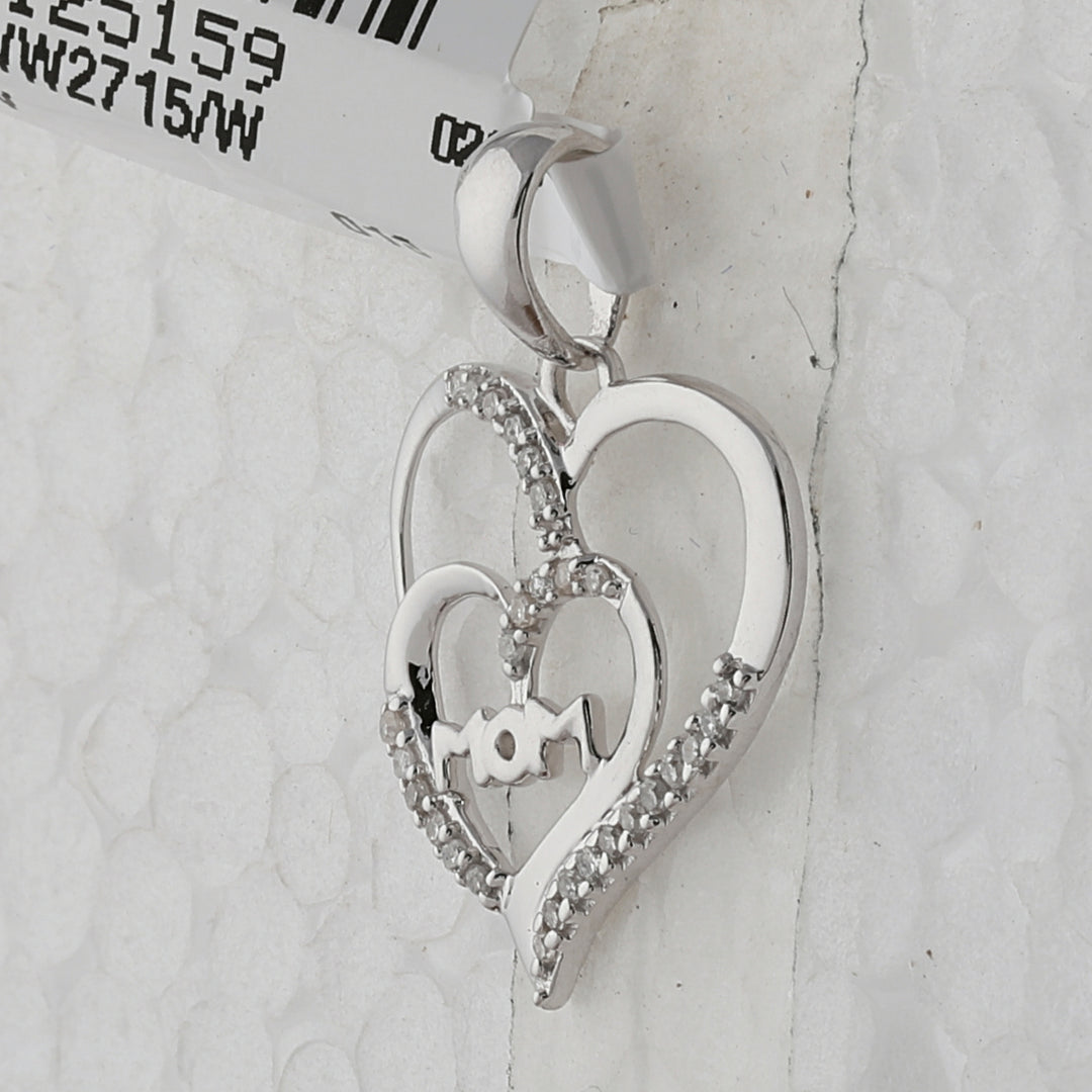 Sterling Silver Women's Round Diamond Pendant 1/8 ctw
