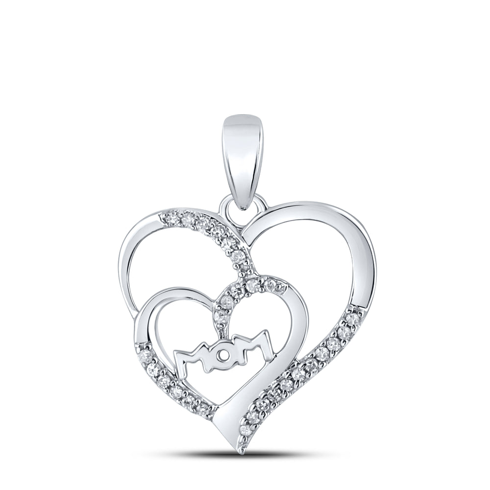 Sterling Silver Women's Round Diamond Pendant 1/8 ctw - view 2
