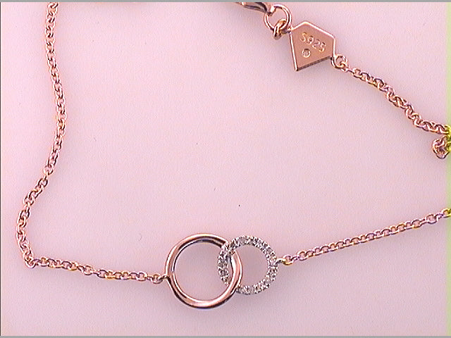 Rose-tone Sterling S Women's Diamond Bracelet 1/20 ctw