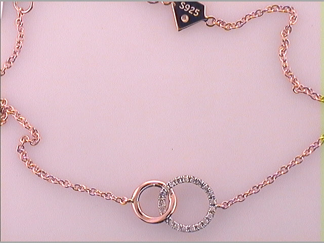 Rose-tone Sterling S Women's Diamond Bracelet 1/10 ctw